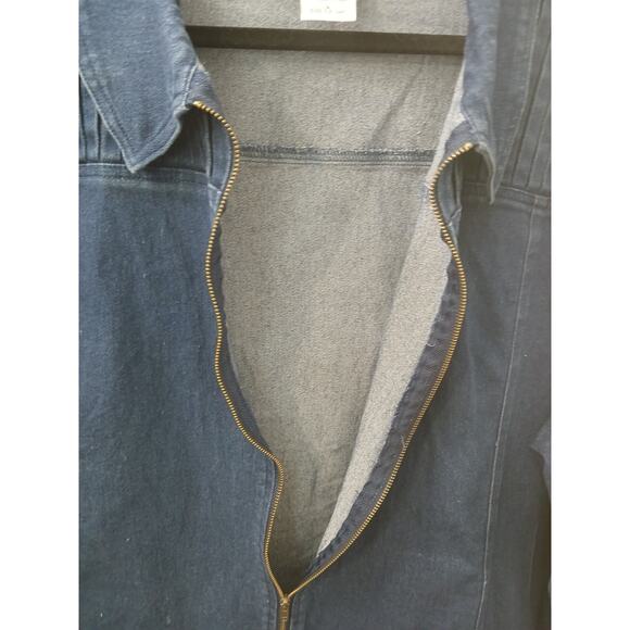 Bon Worth Blue Denim Blouson Style Jacket Stretch Relaxed Fit Zipper Front sz L - Picture 4 of 11